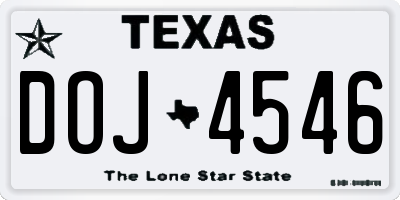 TX license plate DOJ4546