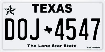 TX license plate DOJ4547