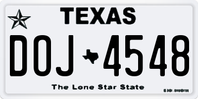 TX license plate DOJ4548