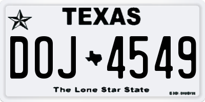 TX license plate DOJ4549