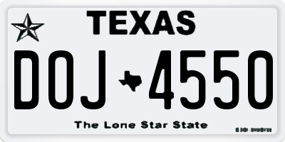 TX license plate DOJ4550