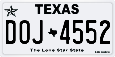 TX license plate DOJ4552