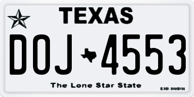 TX license plate DOJ4553