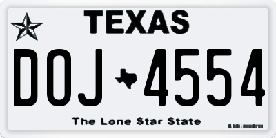TX license plate DOJ4554