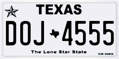 TX license plate DOJ4555