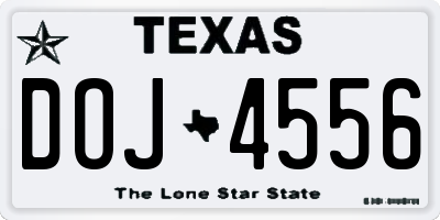 TX license plate DOJ4556