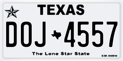 TX license plate DOJ4557