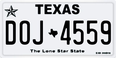 TX license plate DOJ4559