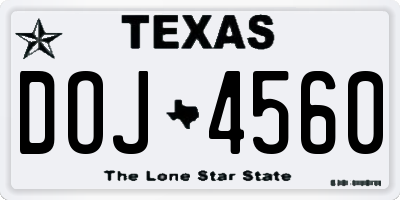 TX license plate DOJ4560
