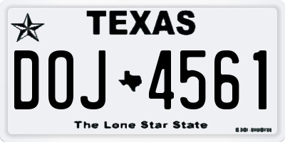 TX license plate DOJ4561