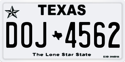TX license plate DOJ4562