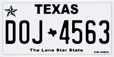 TX license plate DOJ4563