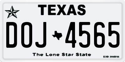 TX license plate DOJ4565