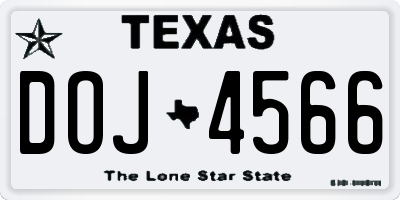 TX license plate DOJ4566
