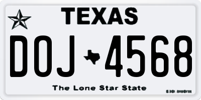 TX license plate DOJ4568