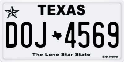 TX license plate DOJ4569