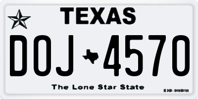 TX license plate DOJ4570
