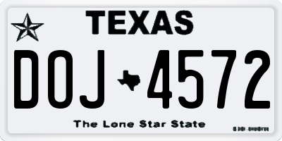 TX license plate DOJ4572