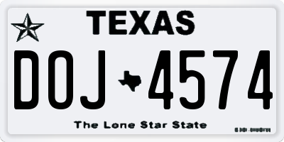 TX license plate DOJ4574