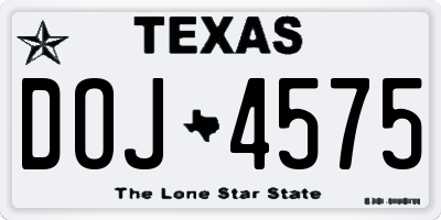 TX license plate DOJ4575