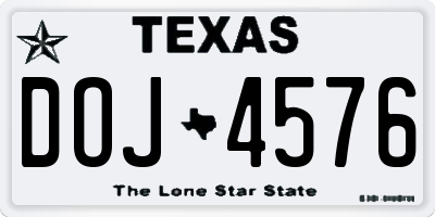 TX license plate DOJ4576