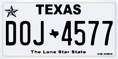 TX license plate DOJ4577
