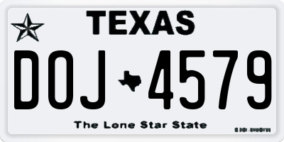 TX license plate DOJ4579