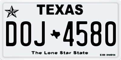 TX license plate DOJ4580