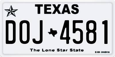 TX license plate DOJ4581