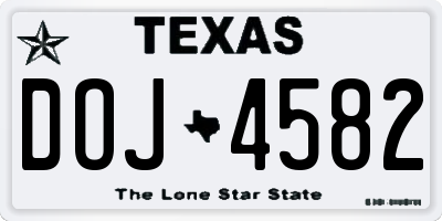 TX license plate DOJ4582