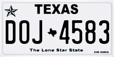 TX license plate DOJ4583