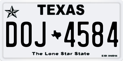 TX license plate DOJ4584