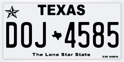 TX license plate DOJ4585