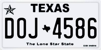 TX license plate DOJ4586