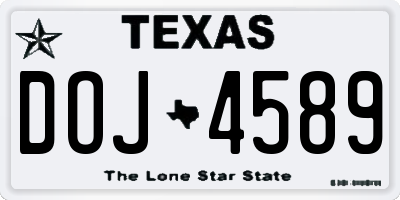 TX license plate DOJ4589