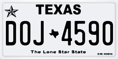 TX license plate DOJ4590
