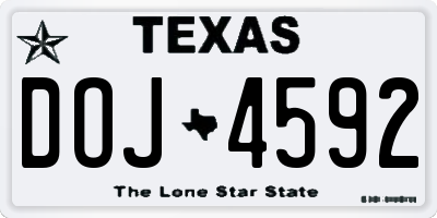TX license plate DOJ4592