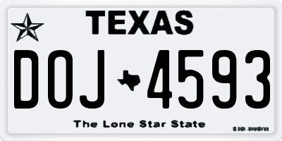 TX license plate DOJ4593