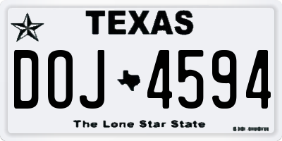 TX license plate DOJ4594