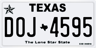 TX license plate DOJ4595