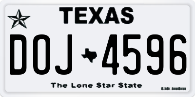 TX license plate DOJ4596