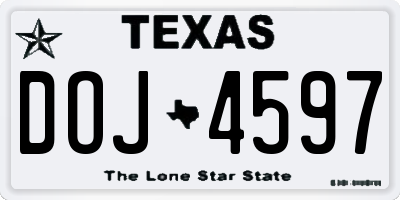 TX license plate DOJ4597