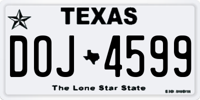 TX license plate DOJ4599