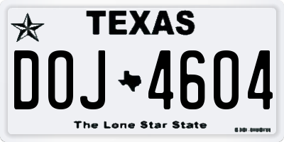 TX license plate DOJ4604