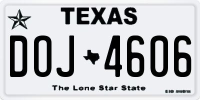 TX license plate DOJ4606