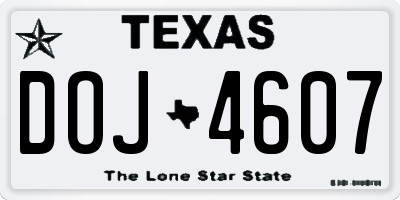 TX license plate DOJ4607
