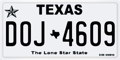TX license plate DOJ4609