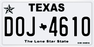 TX license plate DOJ4610
