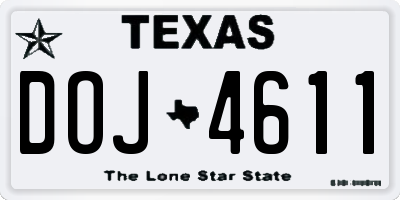 TX license plate DOJ4611