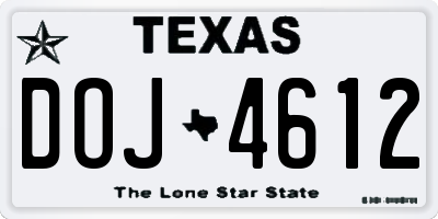 TX license plate DOJ4612